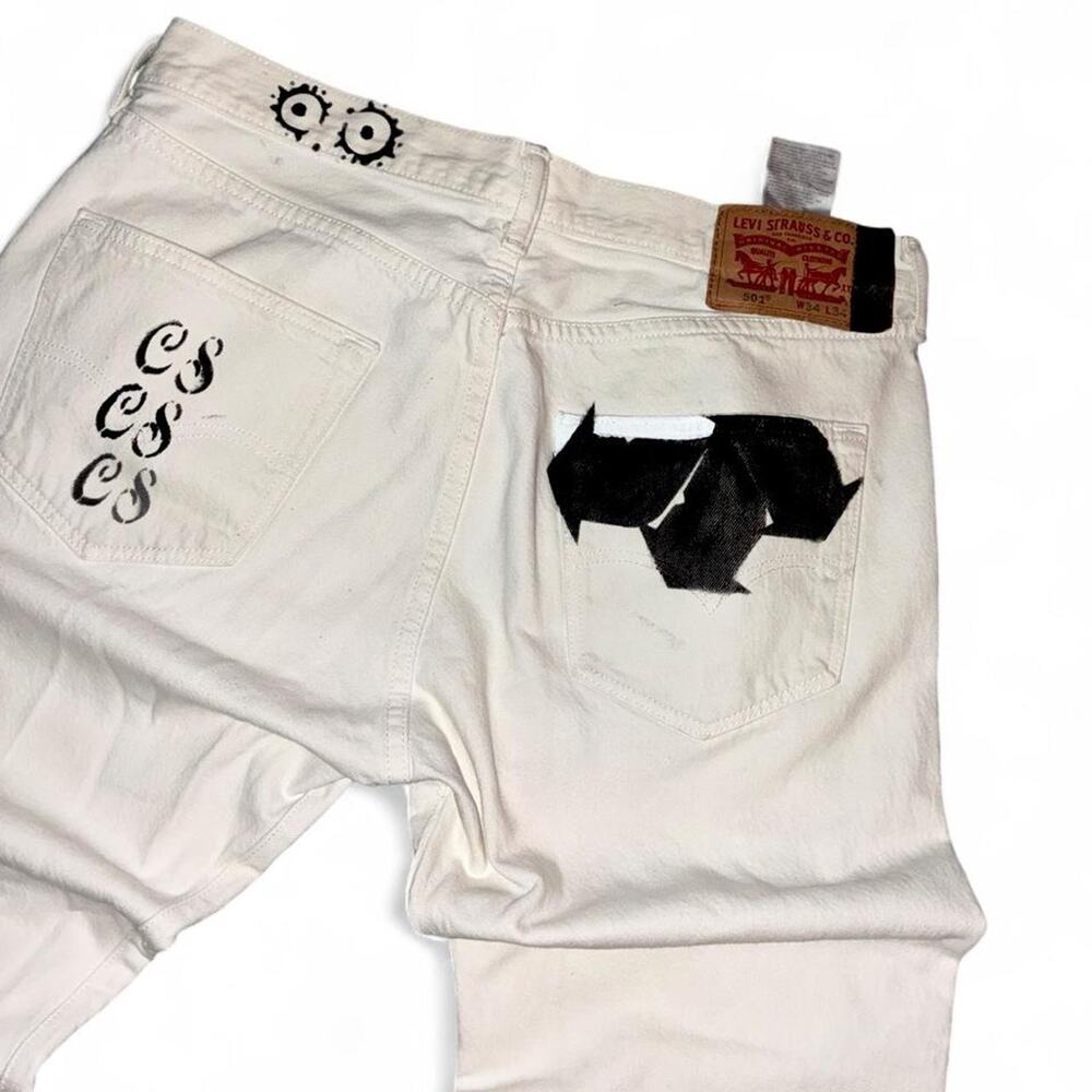 White Upcycled levis 34x34 jeans